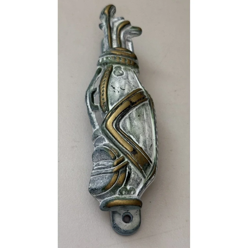 Vintage  Cast Iron Golf Bag w/ Clubs Door Knocker rusty‎ color patina
